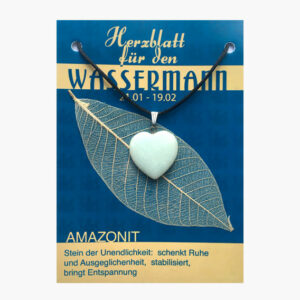 Anhänger Herzblatt Bestseller (große Karte) € 3,50/Stück VE=3/Set - Amazonit - Wassermann VE=3
