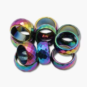 Ringe Hämatit & Hämatin multicolor - Regenbogenringe 10mm facettiert VE=10