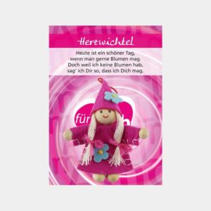Wichtel Fair Trade auf großer Karte diverse Designs, VE = 4 Stk./ Motiv - 004 Herzwichtel 4 VE=4
