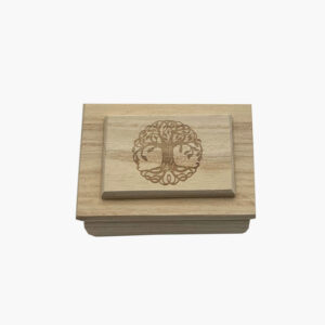 Schatzkiste Holz mit Symbole eingebrannt Verschiedene Designs € 2,50/Stück VE=10 - 4022 Schatzkiste Holz mit Lebensbaum