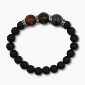 Armbänder 8mm - 10918 Obsidian schwarz matt & TA/ FA/ KA Männer-Armband 8mm VE=3